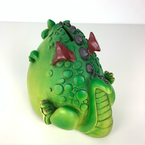 Vintage Chubby Quirky Green Dragon Piggy Bank Paolo Chiari Adorable Derpy Read - Picture 4 of 16